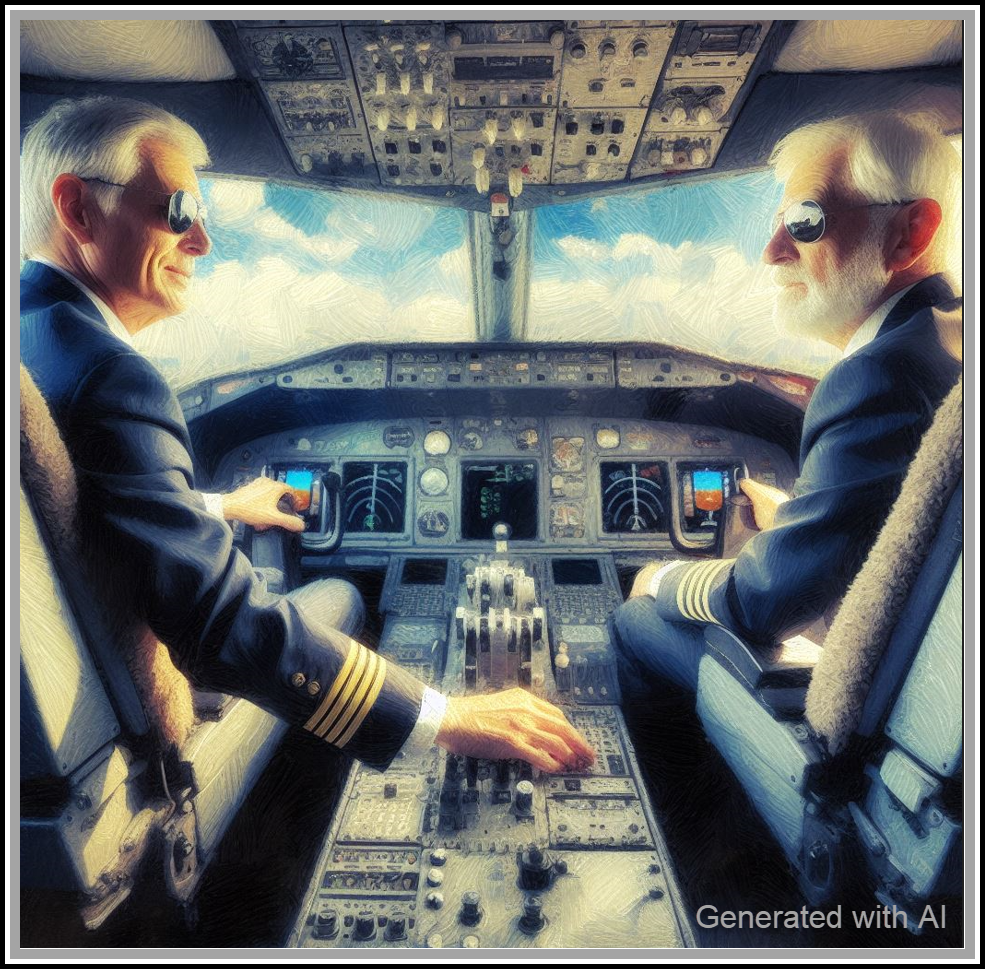 2 senior pilots in the cockpit