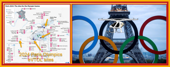 Map of Paris Olympics; Eiffel Volocopter