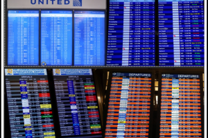 airport boards of airline flights