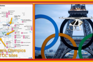 Map of Paris Olympics; Eiffel Volocopter