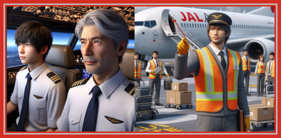 JAL pilots and ground crew