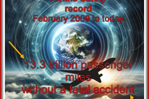 record of US carrier safe flights quantified as trips around the globe