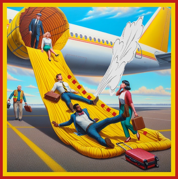 PASSENGERS at risk when another's bag RIPS the CHUTE